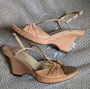 Vintage Cole Haan Anthropologie Leather Blush Wedges